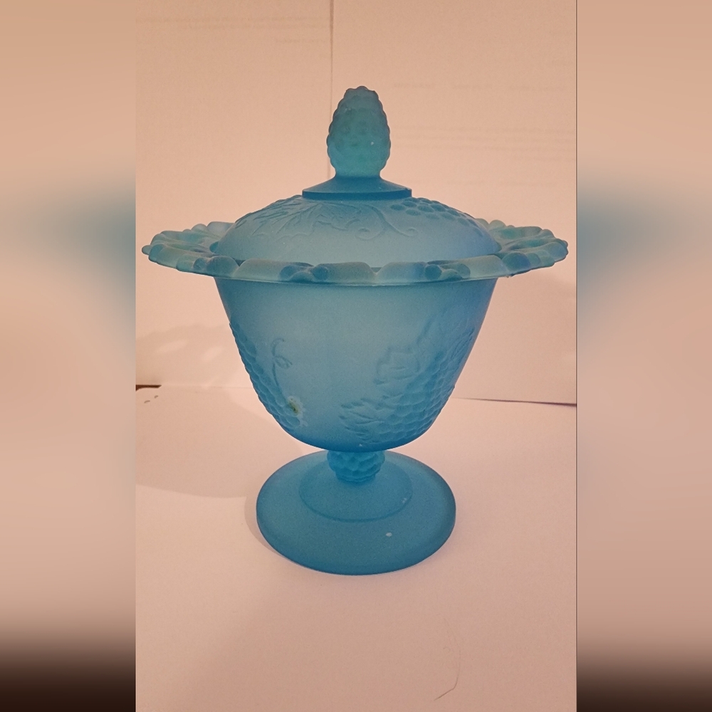 Indiana Glass Blue Lidded Compote